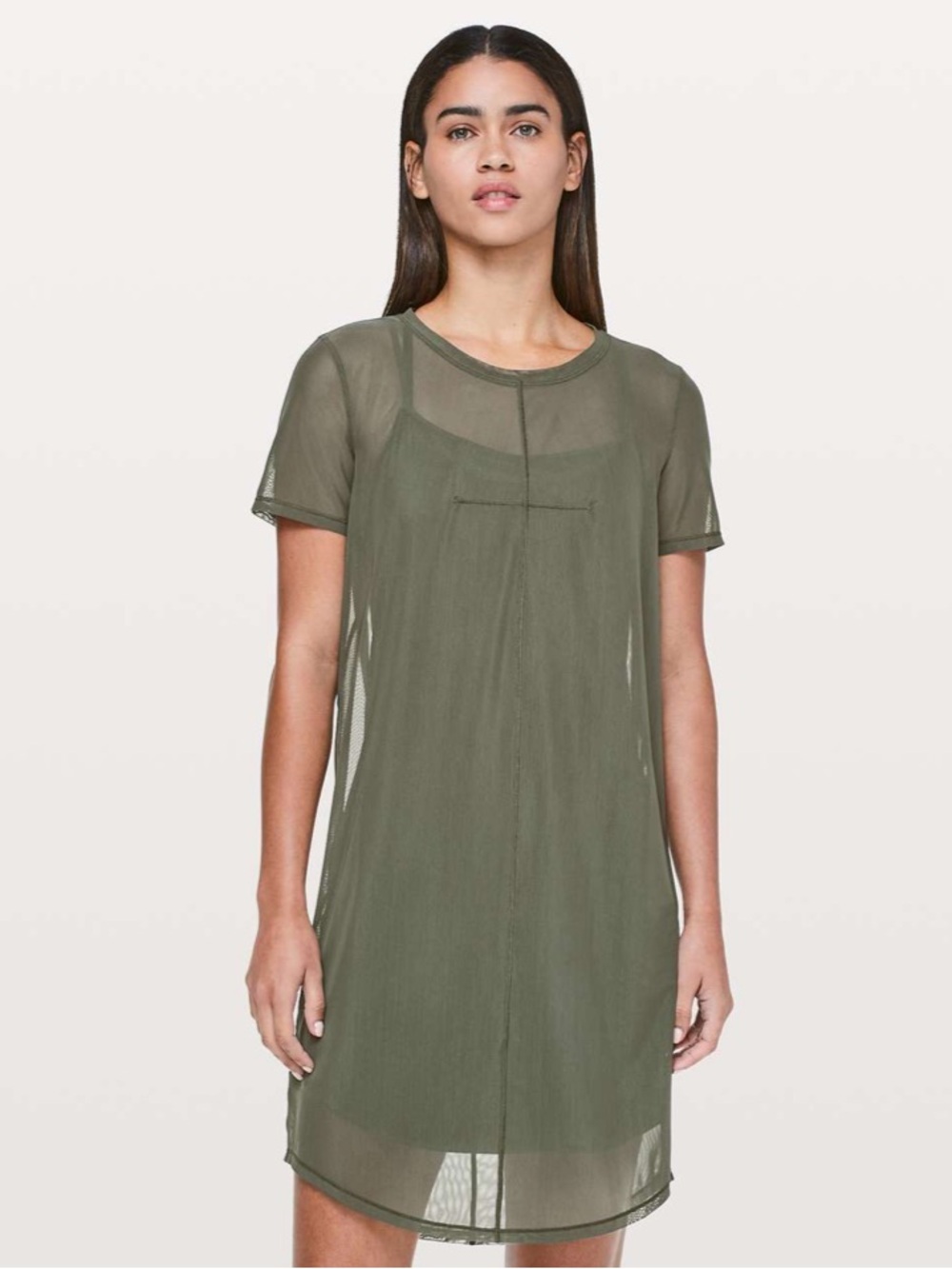 EUC lululemon athletica Mesh Short-Sleeve Shift Dress in Camo Olive